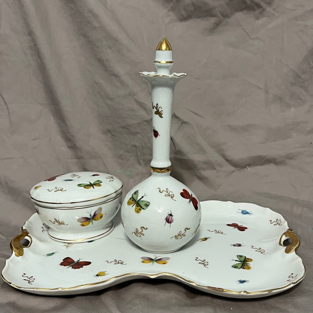 Vintage porcelain Lenwile Ardalt vanity set.